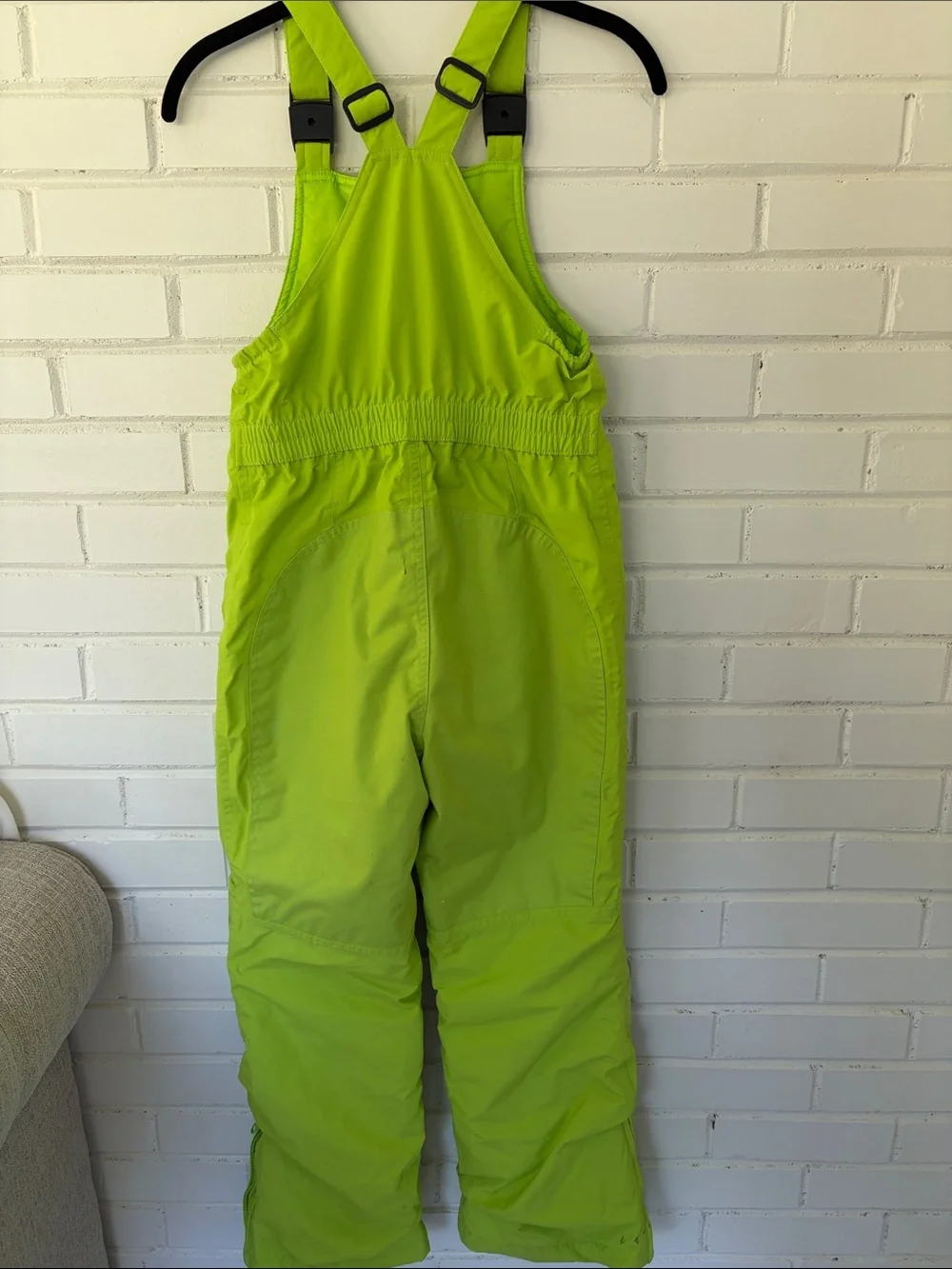 Lands' End Bright Lime Green Kids Snow Bib Overalls size 10